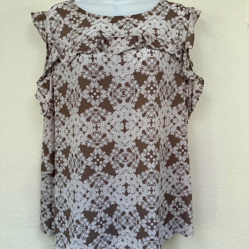 Worthington Brown Floral Women's Blouse size XL